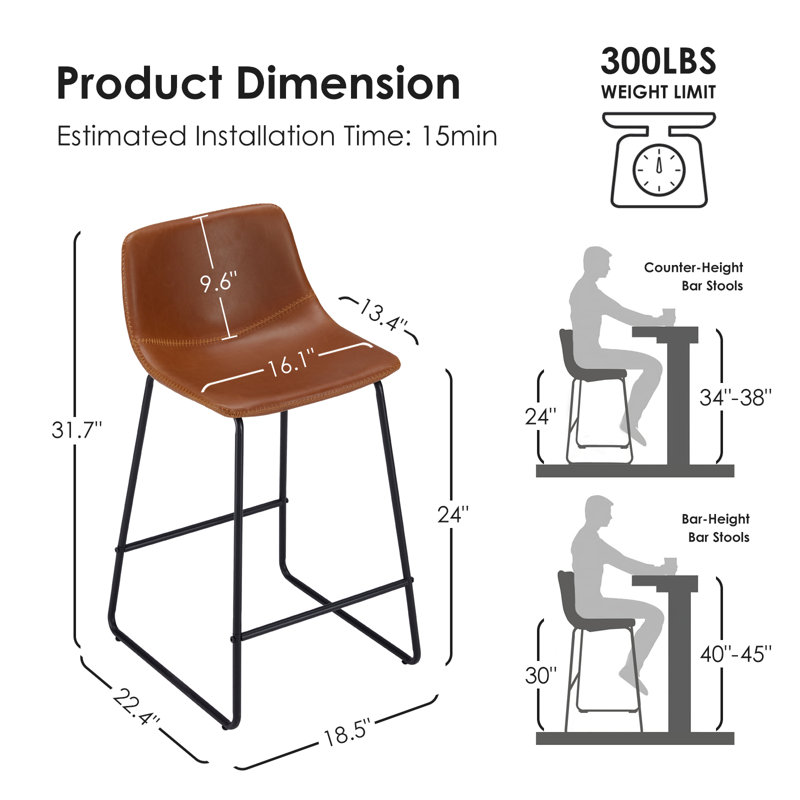 Latitude Run® Kledi Faux Leather Counter & Bar Stools & Reviews Wayfair